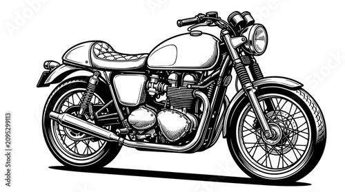 Schilderij op canvas Cafe racer motorcycle profile view vintage style drawing