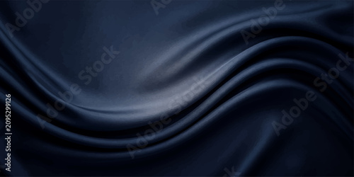 Φωτογραφία Deep navy blue silk fabric cascades in elegant, fluid waves, creating a luxurious and sophisticated abstract background with subtle highlights and shadows that convey a sense of depth and richness