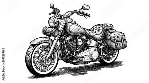 Tableau sur toile Classic cruiser motorcycle with leather saddlebags.