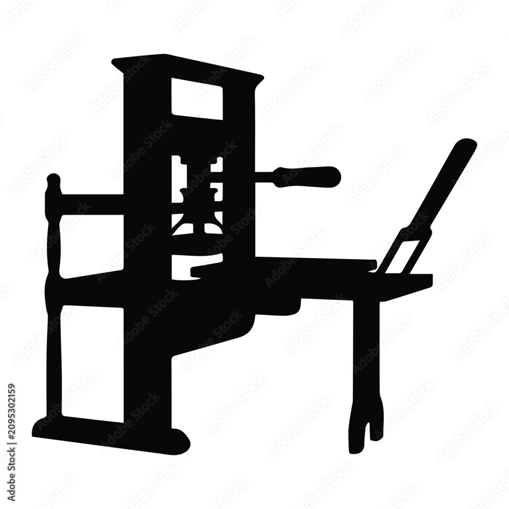 Fototapeta premium Printing press icon Silhouette Vector black design on a white background