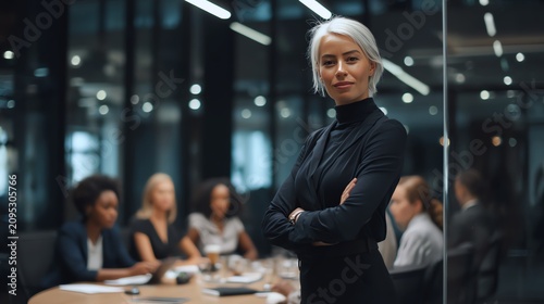 Confident businesswoman in a modern office.