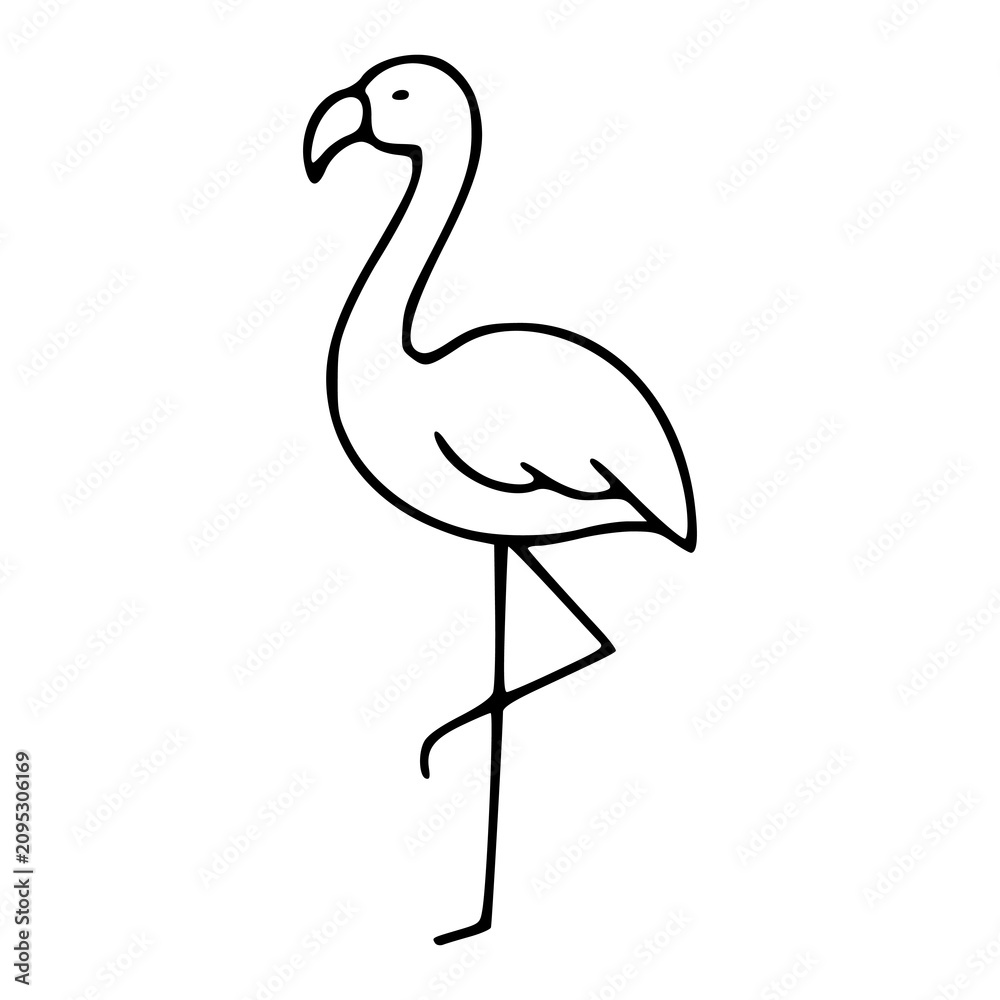 Obraz premium hand drawn minimalist flamingo for summer beach or travel concept