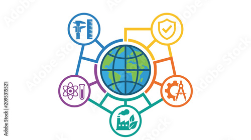 Fotografie Global Engineering and Scientific Innovation Network Concept