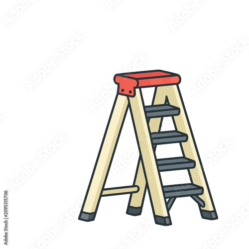 A-frame stepladder with red top