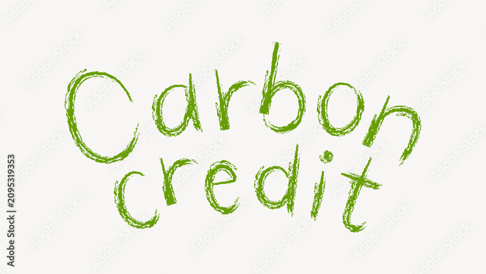Fototapeta premium Carbon credit word, brush stroke typography