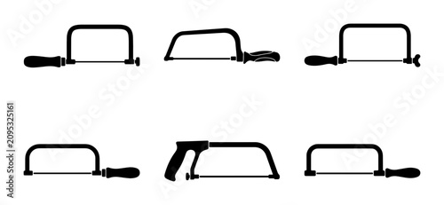 Konstfotografi Hacksaw Icons Set, Metal Cutting Tools, Hand Saw Silhouettes, DIY Equipment