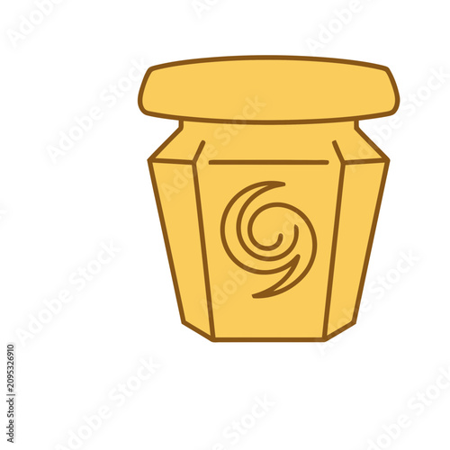 Yellow jar with swirl design