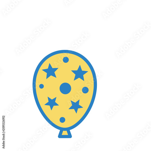 Yellow balloon with blue stars and dots