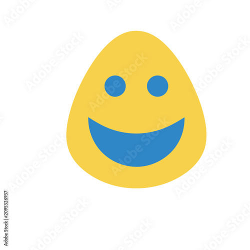 Yellow smiley face with blue eyes and mouth