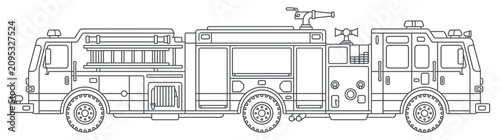 Photos Fire Engine Truck Outline Vector Illustration