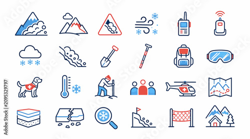 Obraz na płótnie Colorful flat icons for outdoor adventure and travel activities.