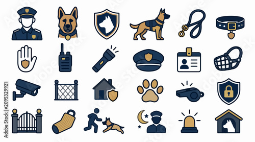 Photography Flat Design Security and Police Icons Collection.