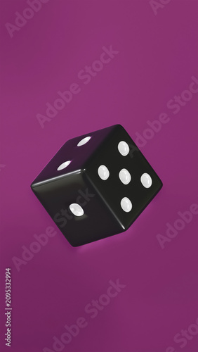 фотографія Black Glossy Floating Dice on a Fandango Background, display number 1, 2, 5
