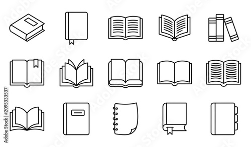 Принти на полотні Book and notebook line icons set education and literature concepts