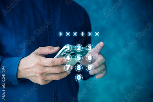 Mobile Passcode Entry and Smartphone Login Security Authentication Concept