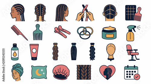 Flat Design Hair Care and Styling Tools Collection.