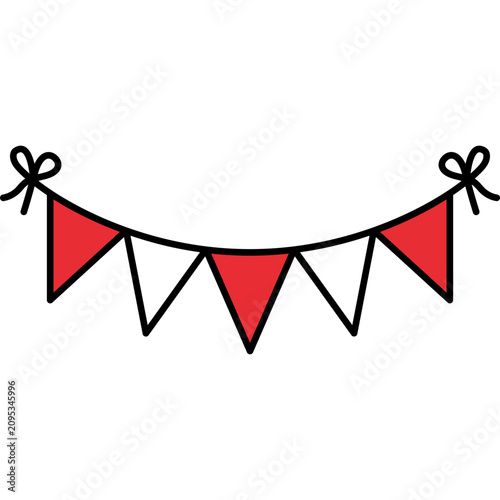 Red and white bunting garland flag banner