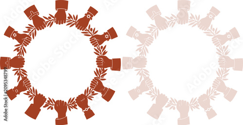 Canvas Print Light beige vector illustration depicting an intricate artistic wreath formed st