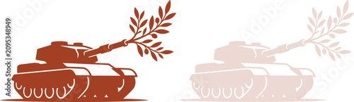 Konstfotografi Light beige vector design portraying massive armored battle tank neutralized bea