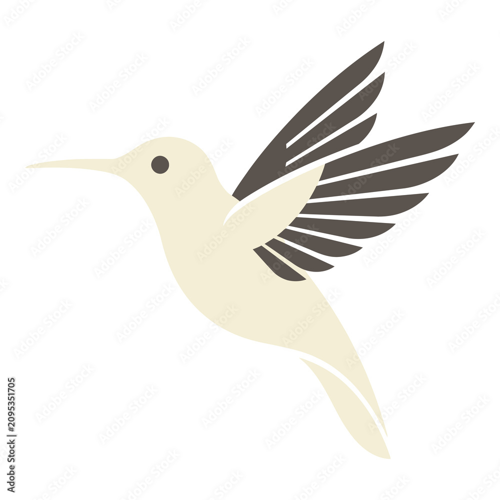 Obraz premium Cream colored hummingbird flying with brown wings isolated on transparent background icon