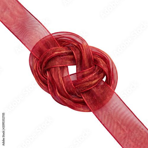 Iridescent Red Organza Ribbon Sailor's Knot for Ethereal Wedding Marketing