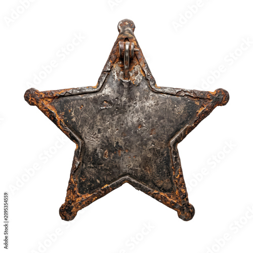 Distressed Rusted Tin Star Badge for Classic Western and Americana Designs