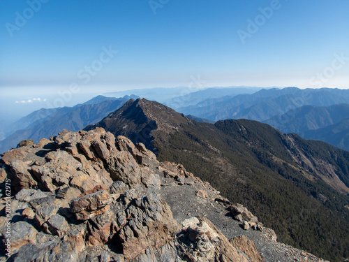 Mount Jade trekking route and summit scenery in Yushan National Park, Taiwan