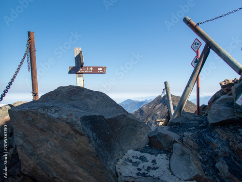 Mount Jade trekking route and summit scenery in Yushan National Park, Taiwan