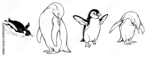 Quadro su tela Penguin character set