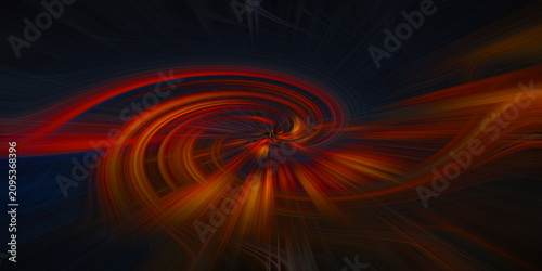 Fotografie Abstract digital swirl background featuring glowing colorful light streams spiraling inward with dynamic motion and dark energy