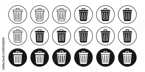 Schilderij op canvas Recycle bin icon set for digital waste management garbage disposal and environme