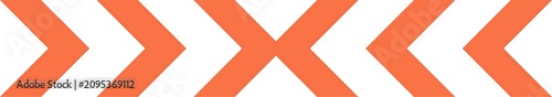 Orange chevron arrows pattern in a row pointing right repeating shape design element isolated on transparent background