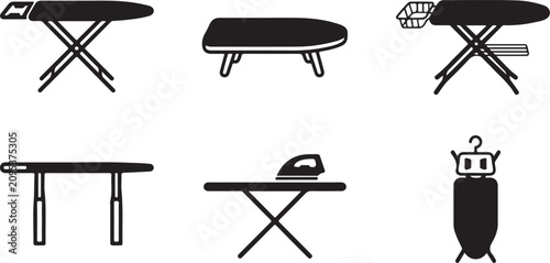 Flat pack ironing board and folding table set illustration Vector