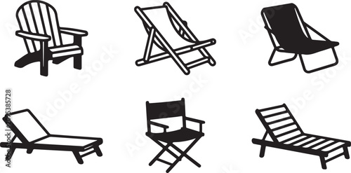 Quadro su tela Six different outdoor chairs and loungers set illustration Vector