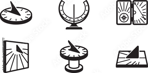 Tableau sur toile Six vintage navigation and timekeeping icons set Vector