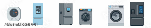 Foto Set of Modern Smart Home Appliance Icons Featuring Intelligent Refrigerators and