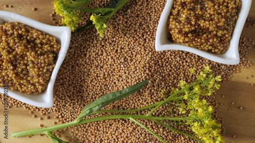 Wholegrain mustard with seeds and flowers