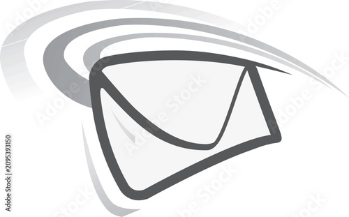 Obraz na płótnie Stylized envelope moves swiftly with motion trails