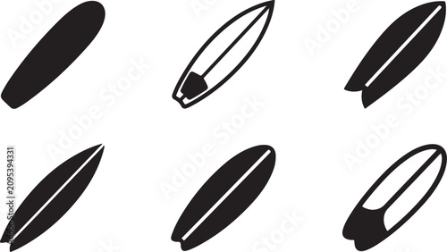 Bild auf Leinwand Six stylized leaf or seed pod vector icons in black and white Vector