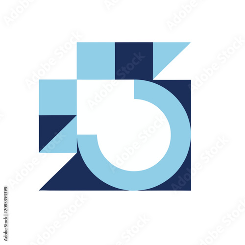 Abstract Geometric Shapes in Blue and Dark Blue