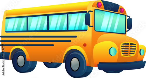 Yellow School Bus Facing Front Illustration