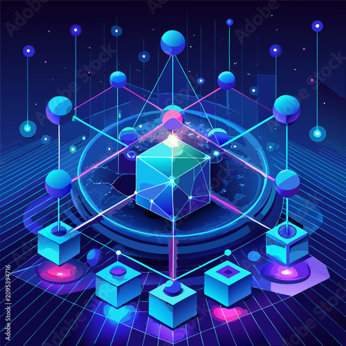 Abstract Digital Network Technology Background with Glowing Connections