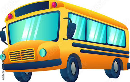 Yellow School Bus Facing Front Illustration