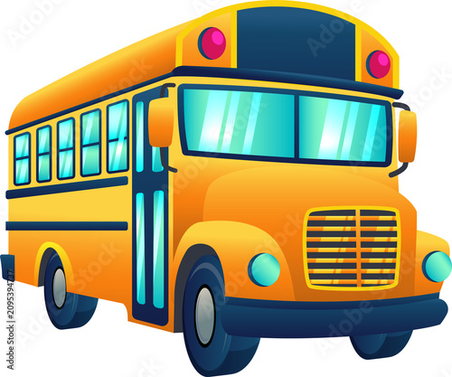 Yellow School Bus Facing Front Illustration