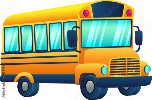 Yellow School Bus Facing Front Illustration