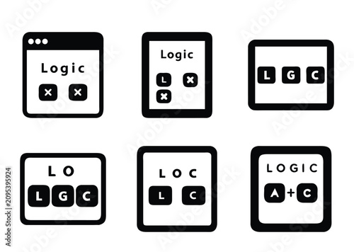 Conceptual illustration of logical operations and boolean algebra with abstract visualizations