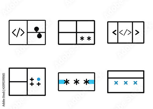 Visual representations of various data types and formats with stylized designs