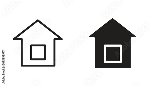 Obraz na plátně Collection of house, porch, and roof icons. White background.
