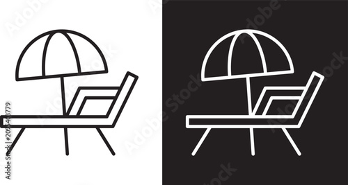 Tableau sur toile Beach chair with umbrella icon