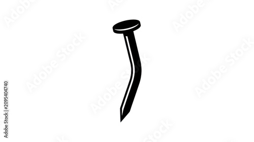 Bent metal nail icon isolated on transparent background